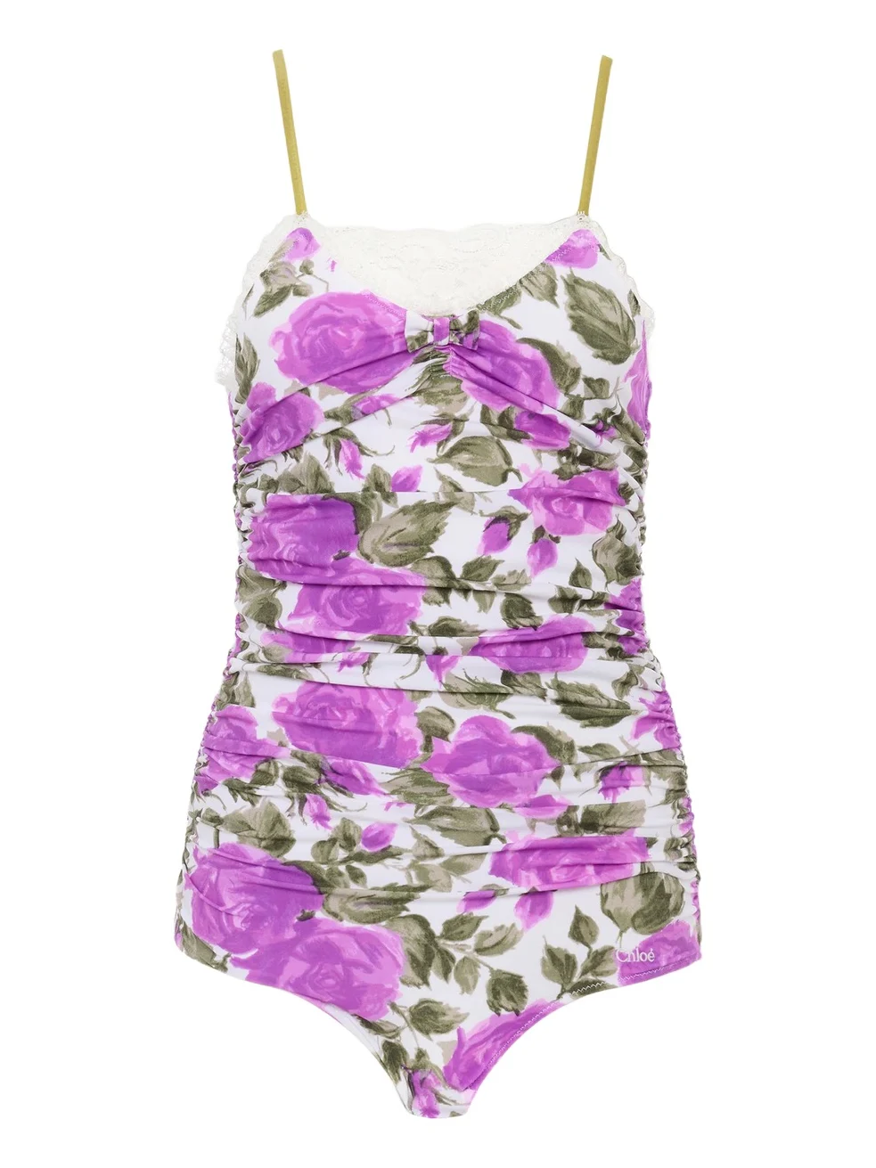 Chloé Rose-print ruched bodysuit