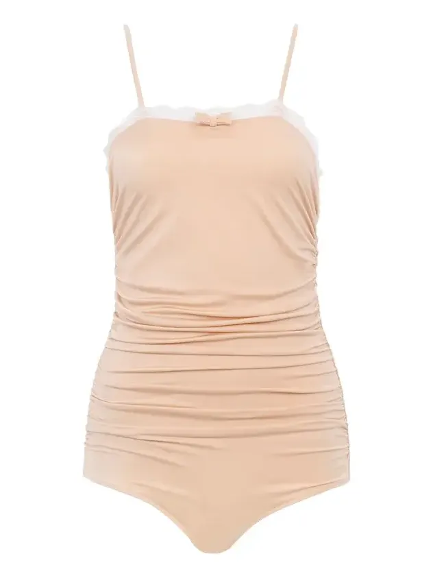 Lace-trimmed ruched bodysuit Lace-trimmed ruched bodysuit