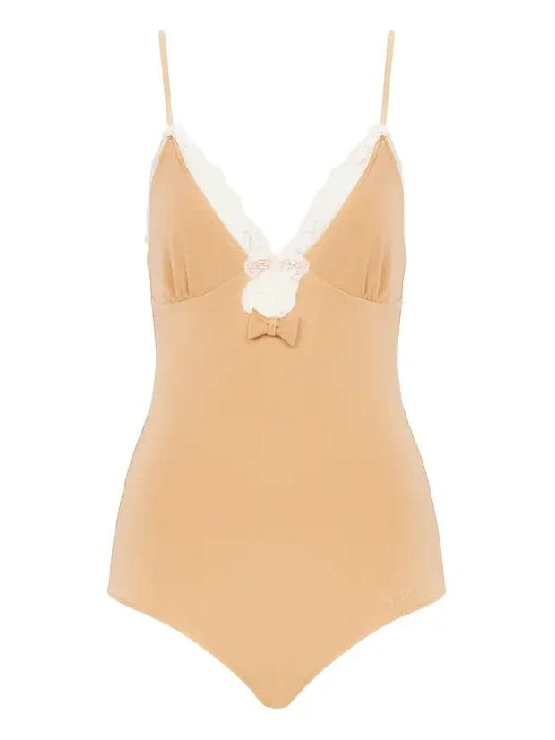 Lace-trimmed ruched bodysuit Lace-trimmed ruched bodysuit