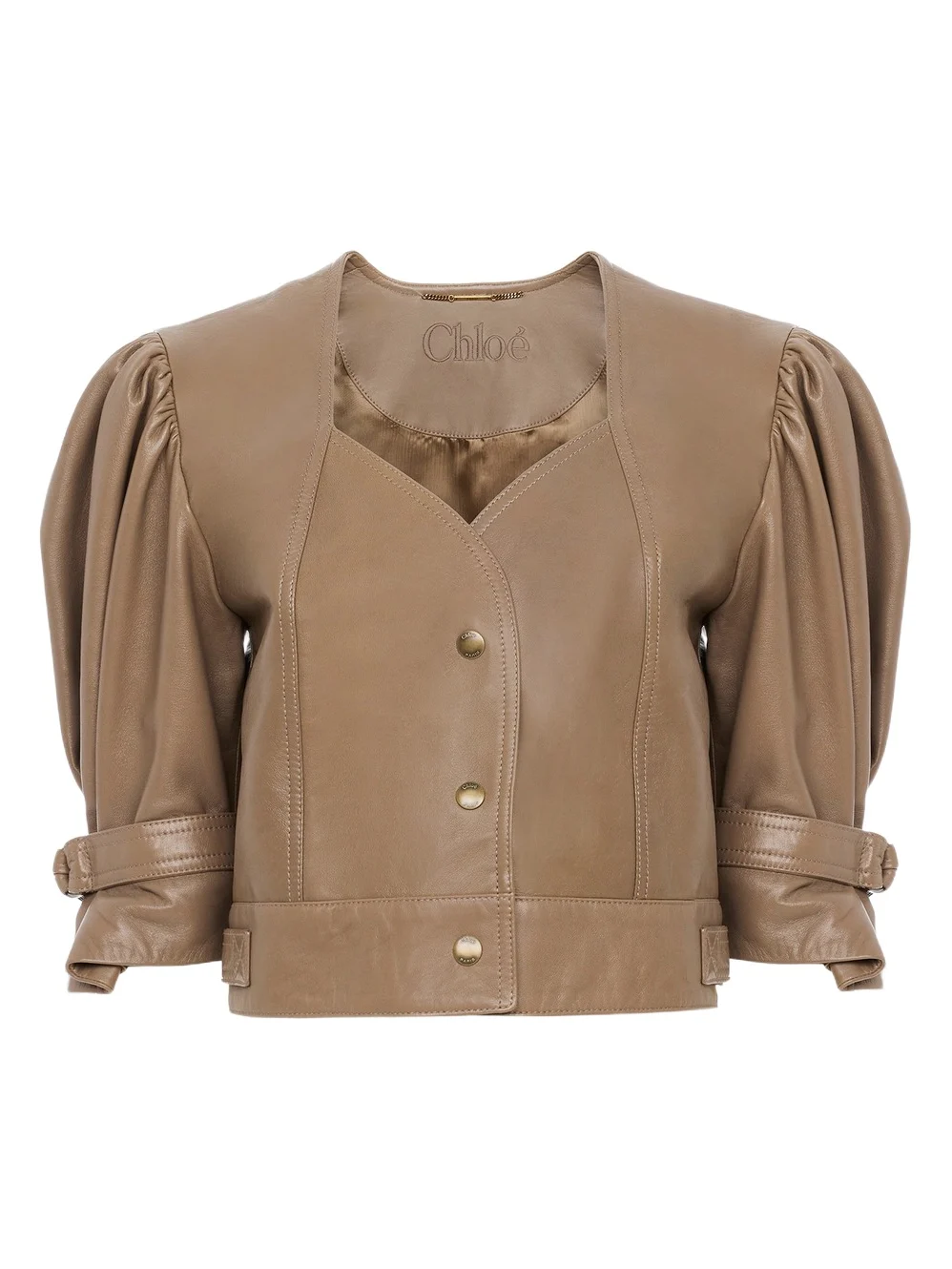 Chloé Cropped puff-sleeve jacket in leather
