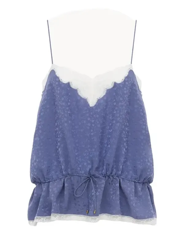 Camisole top in silk jacquard & lace Camisole top in silk jacquard & lace