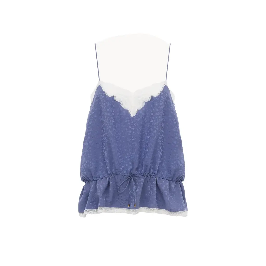 Chloé Drawstring camisole top in silk jacquard & lace | Image 1 Chloé Drawstring camisole top in silk jacquard & lace | Image 1