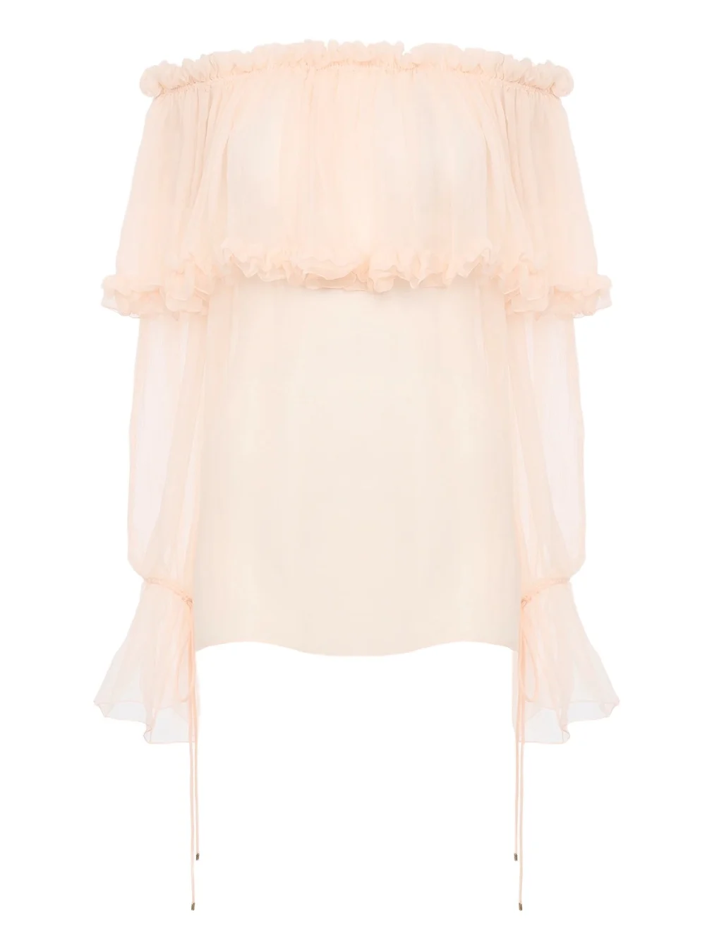 Chloé Off-the-shoulder puff-sleeve top in silk mousseline