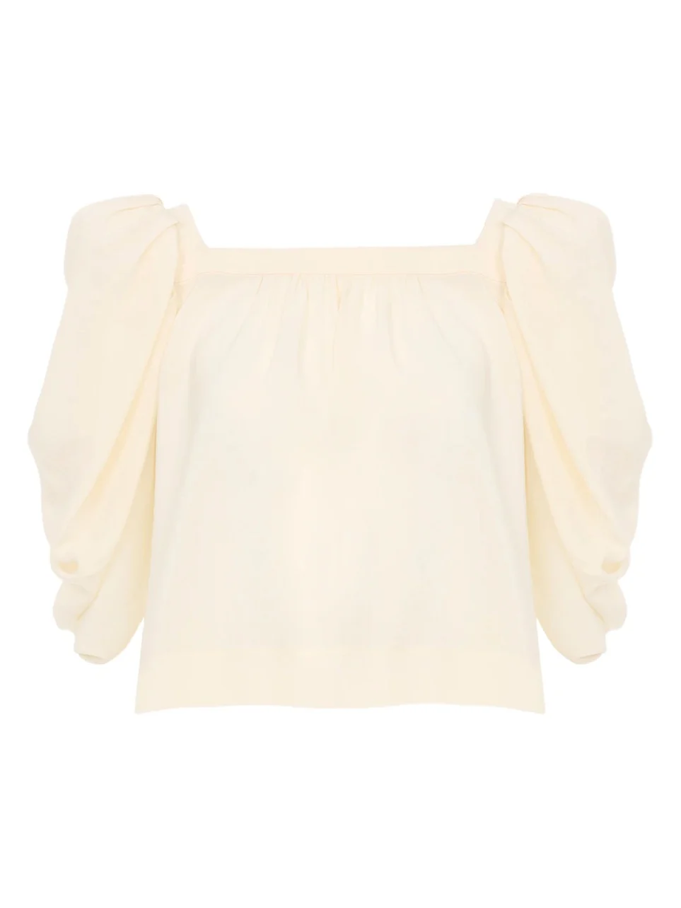 Chloé Puff-sleeve pleated top in crêpe de chine