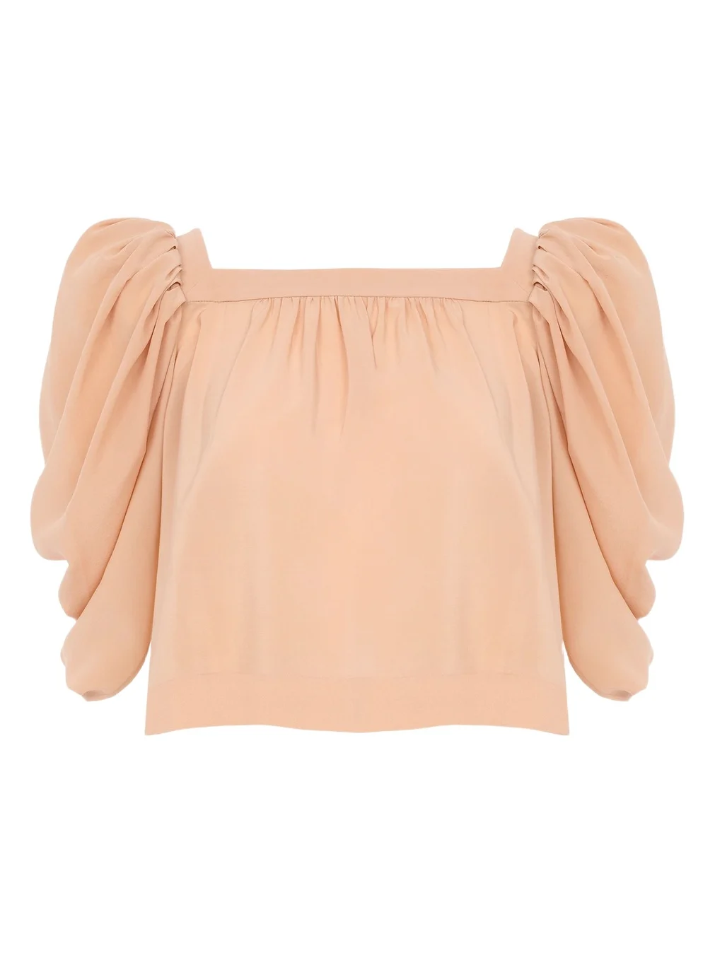 Puff-sleeve pleated top in crêpe de chine Puff-sleeve pleated top in crêpe de chine