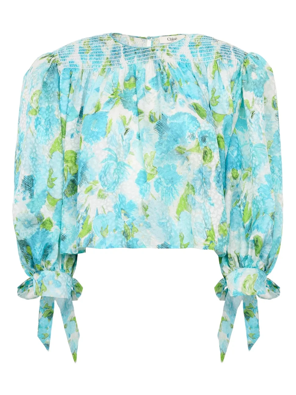 Chloé Gathered cropped top in silk jacquard