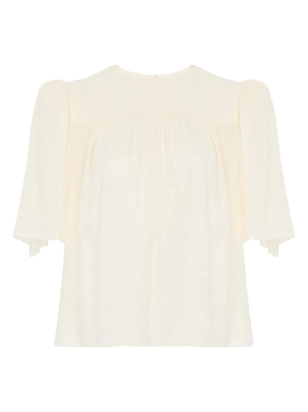 Crew-neck gathered top in silk jacquard Crew-neck gathered top in silk jacquard