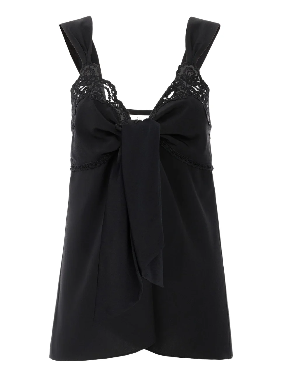 Chloé Fluid lingerie top in crêpe de chine & lace