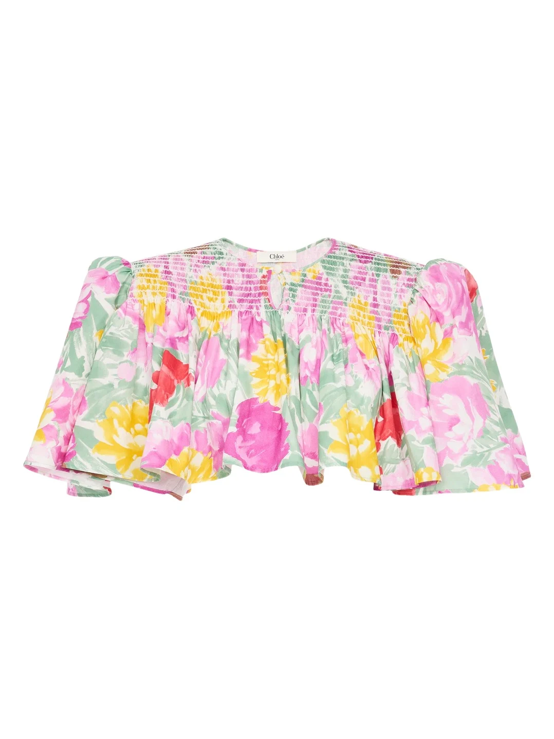 Chloé Gathered cropped top in cotton poplin