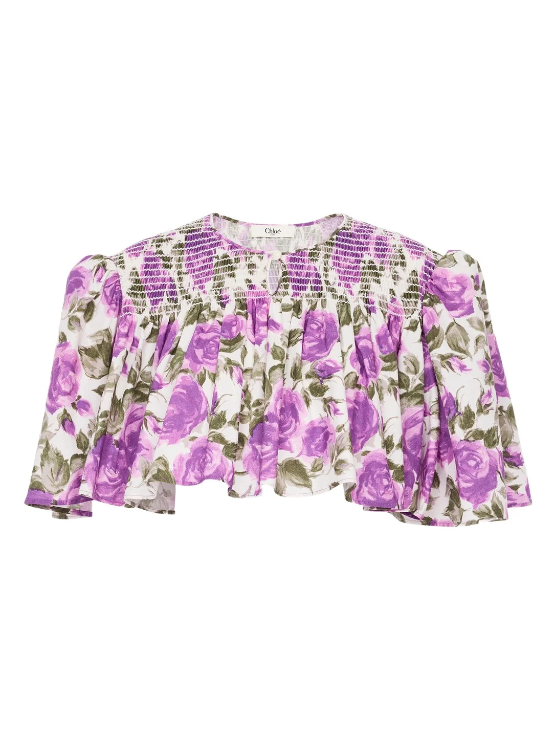 Chloé Gathered cropped top in cotton poplin
