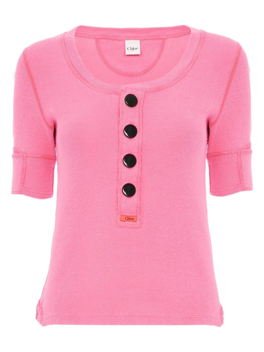 Chloé Short-sleeve Henley shirt in cotton jersey