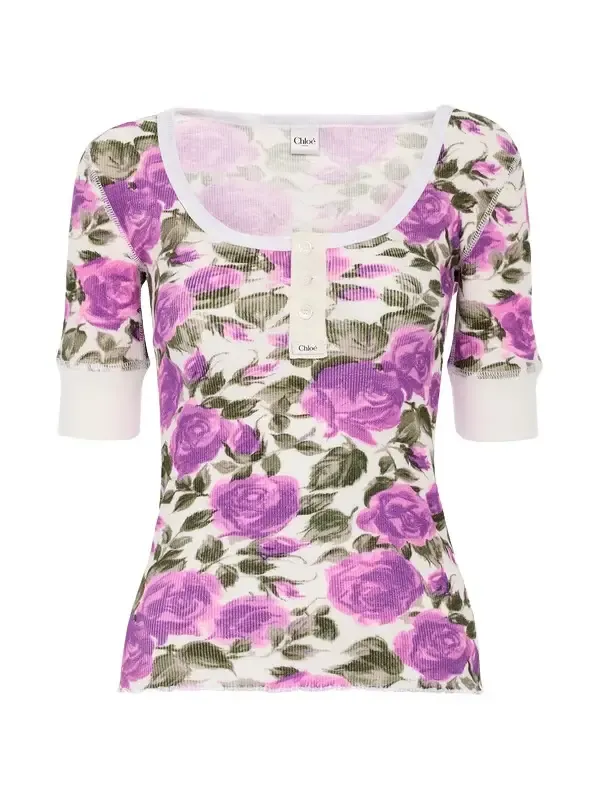 Chloé Short-sleeve Henley shirt in cotton jersey