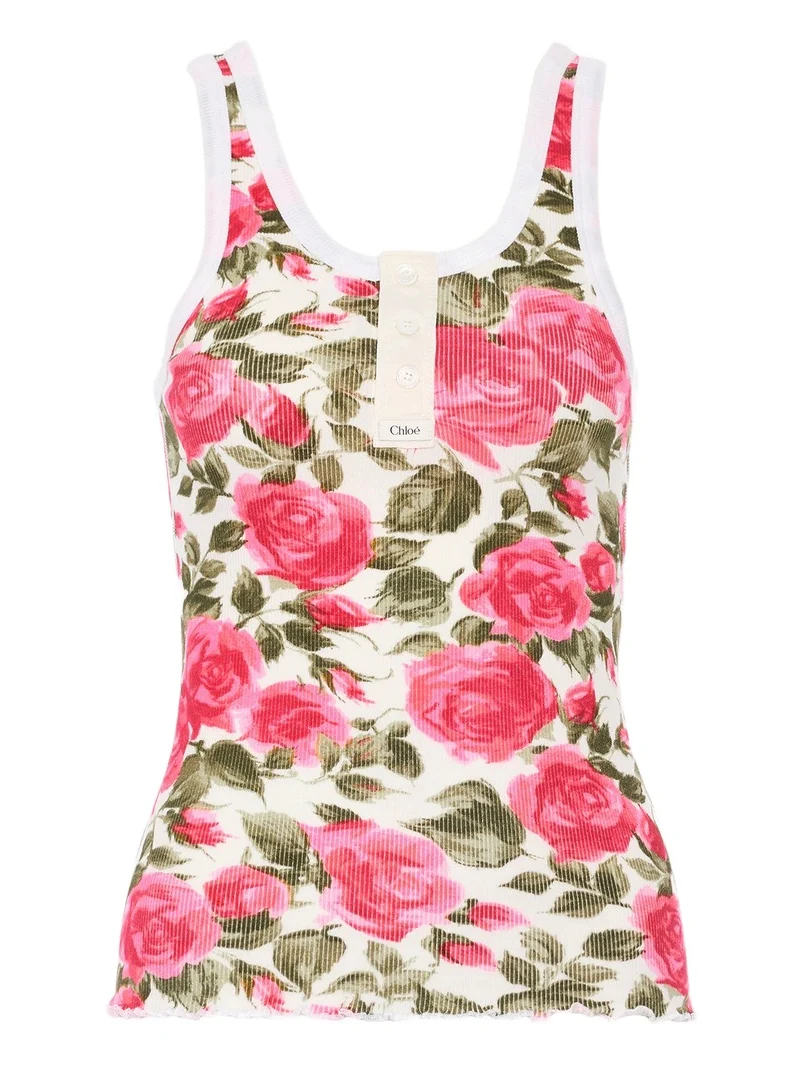Chloé Henley tank top in cotton jersey