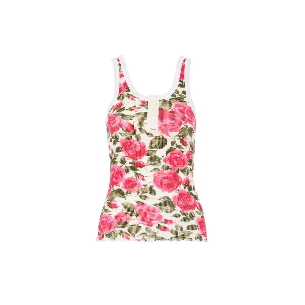 Chloé Henley tank top in cotton jersey | Image 1 Chloé Henley tank top in cotton jersey | Image 1