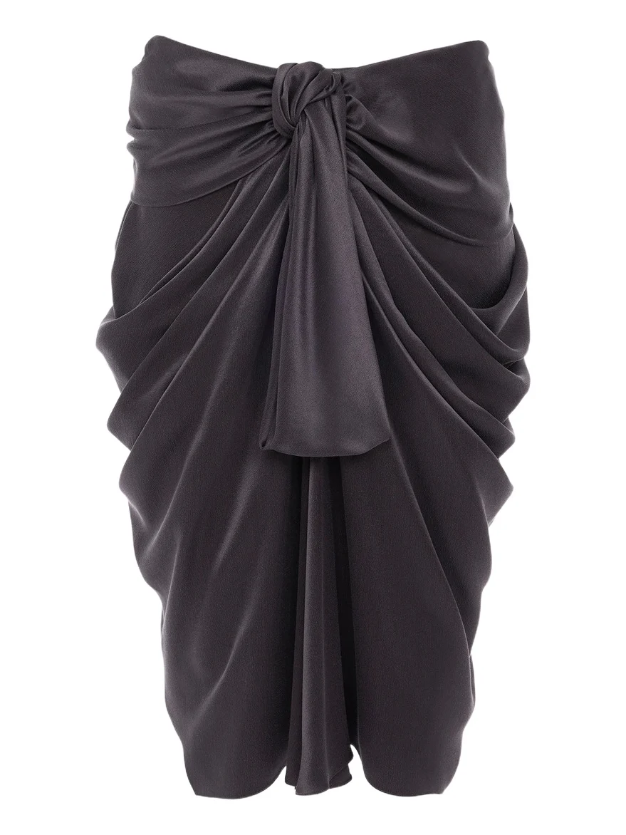 Chloé Knee-length wrap skirt in washed silk satin