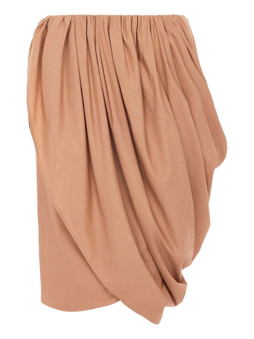 Knee-length wrap skirt in cotton poplin