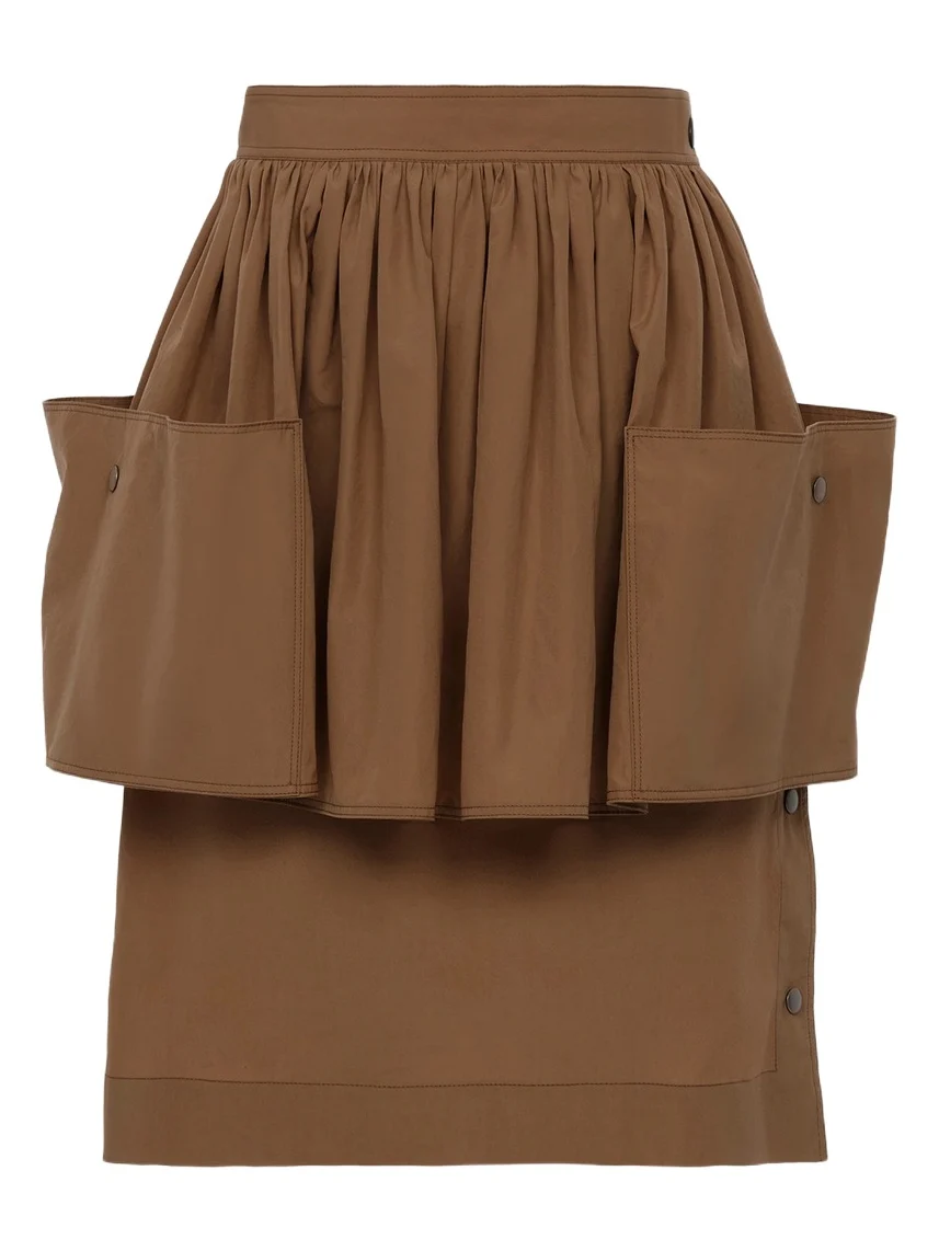 Layered knee-length skirt in cotton poplin Layered knee-length skirt in cotton poplin