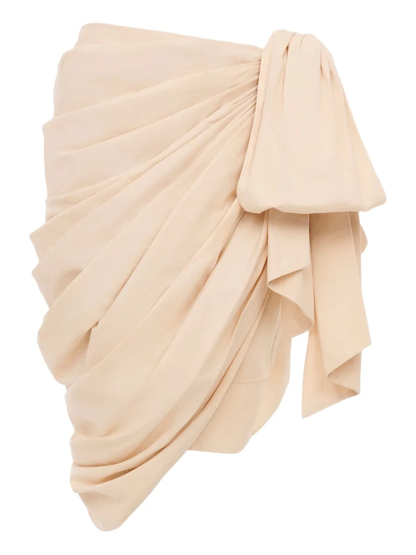 Knee-length wrap skirt in cotton poplin