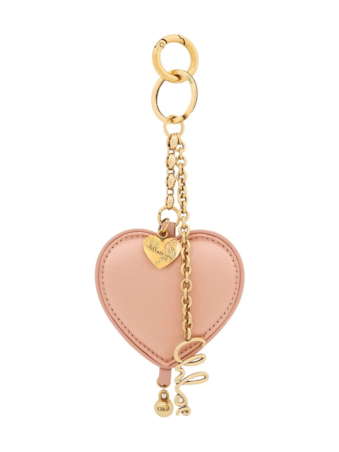 Chloé Chloé Symbols Heart key ring bag charm in satin & brass