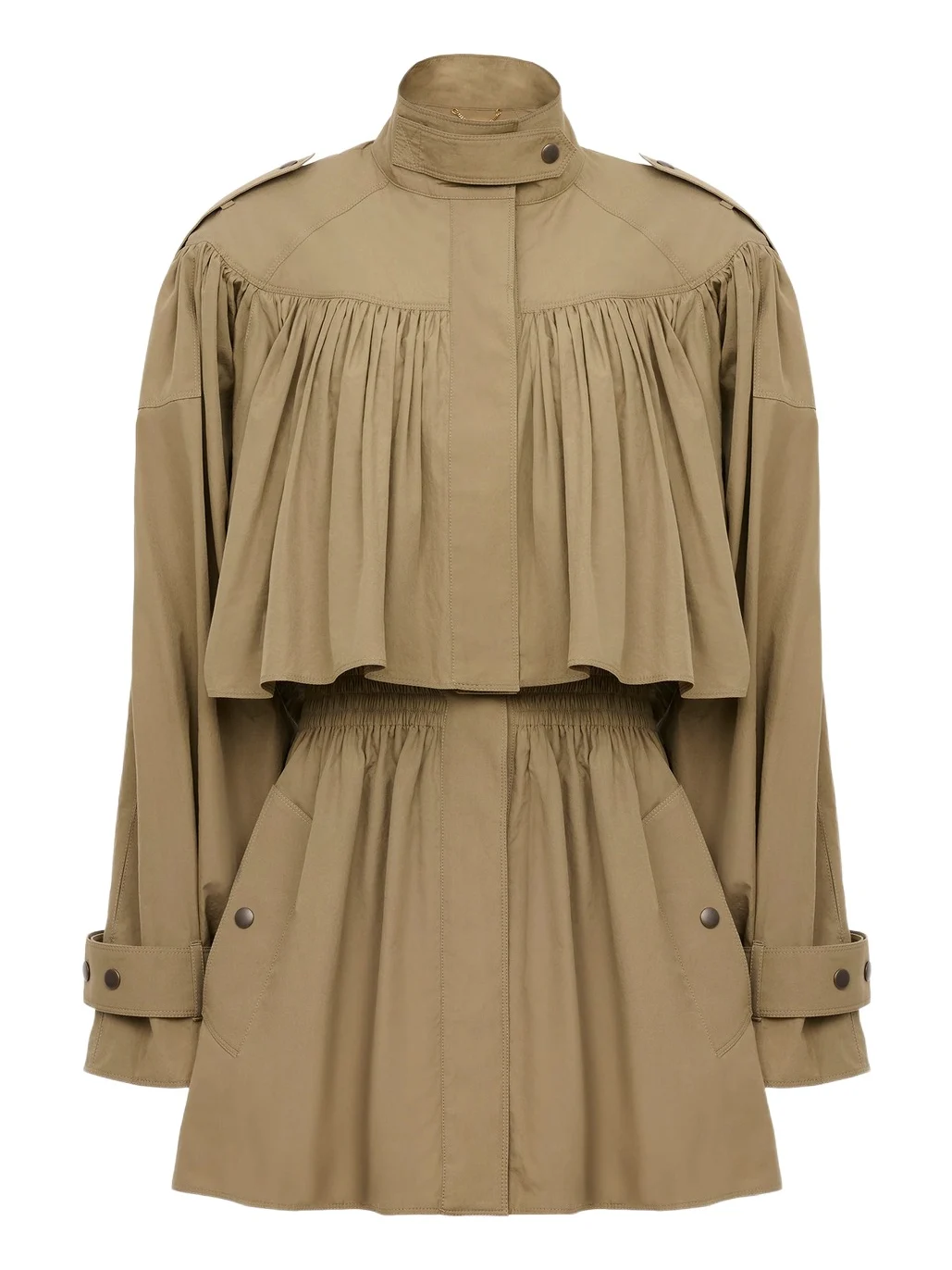 Chloé High-neck short trench coat in cotton poplin