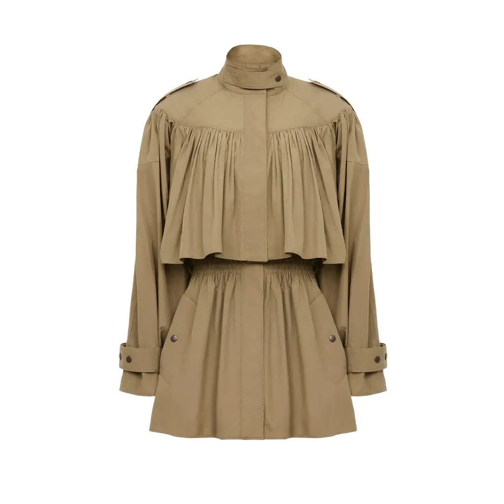 Chloé High-neck short trench coat in cotton poplin | Image 1 Chloé High-neck short trench coat in cotton poplin | Image 1