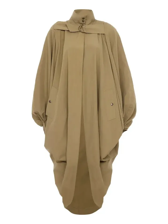 Chloé High-neck oversized cape coat in cotton poplin
