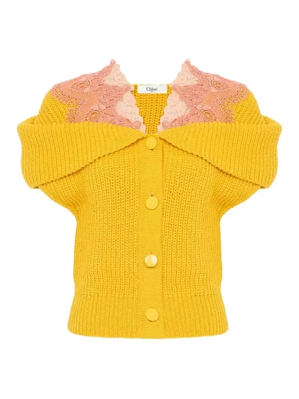 Chloé Cape cardigan in a cotton knit & lace