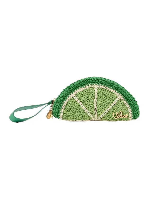 Chloé Tropicus Lime Slice pouch in waxed cord Chloé Tropicus Lime Slice pouch in waxed cord