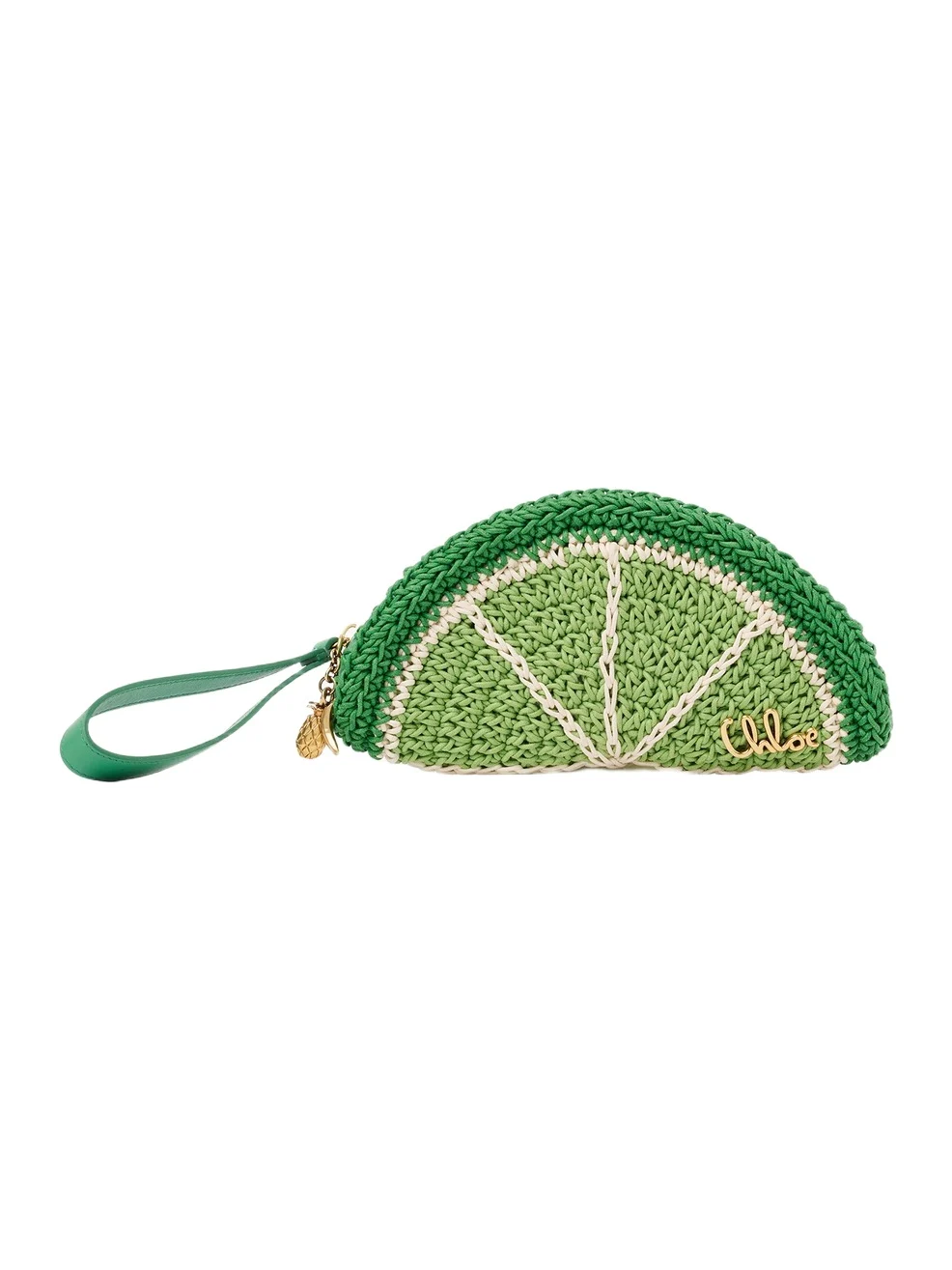 Chloé Tropicus Lime Slice pouch in waxed cord Chloé Tropicus Lime Slice pouch in waxed cord