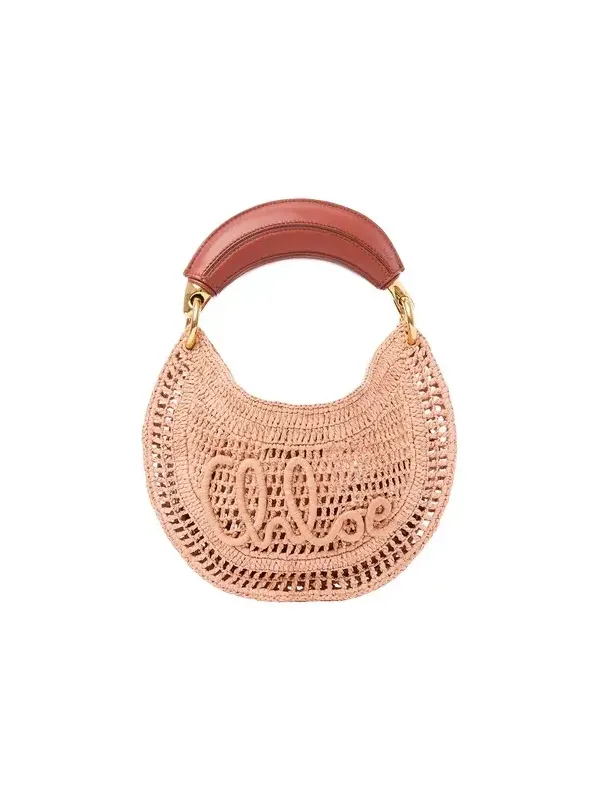 Mini Summer Banana hobo bag with strap in raffia