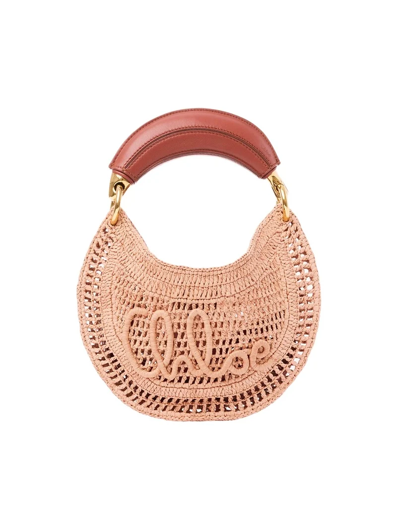 Chloé Mini Summer Banana hobo bag with strap in raffia