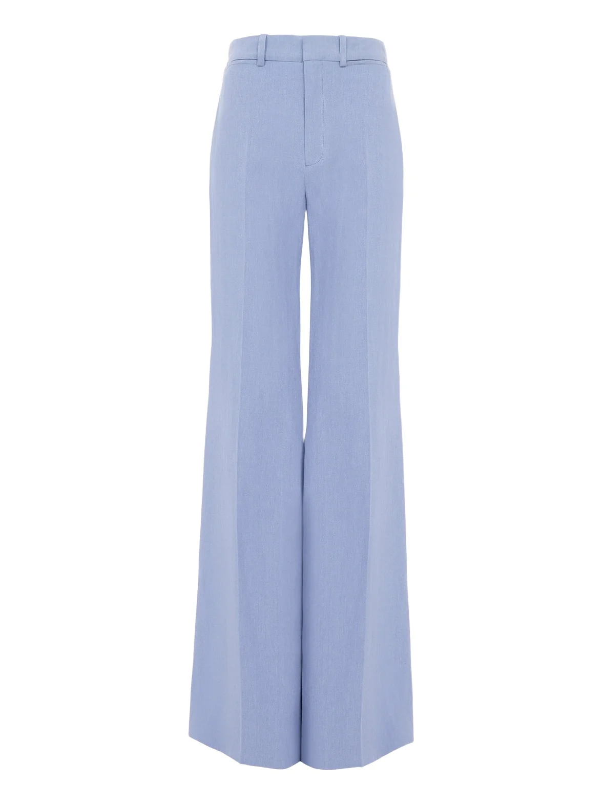 High-rise flared pants in linen crêpe