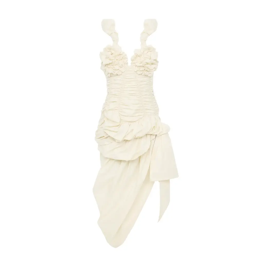 Chloé Ruched bustier midi dress in cotton poplin | Image 1 Chloé Ruched bustier midi dress in cotton poplin | Image 1