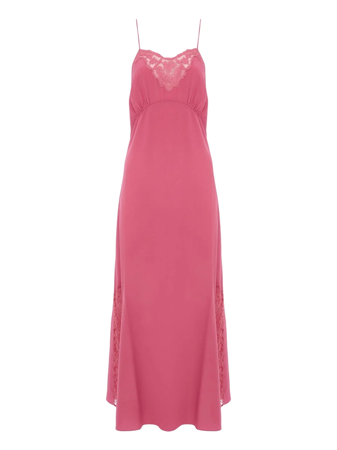 Chloé Long lingerie dress in crêpe de chine & lace