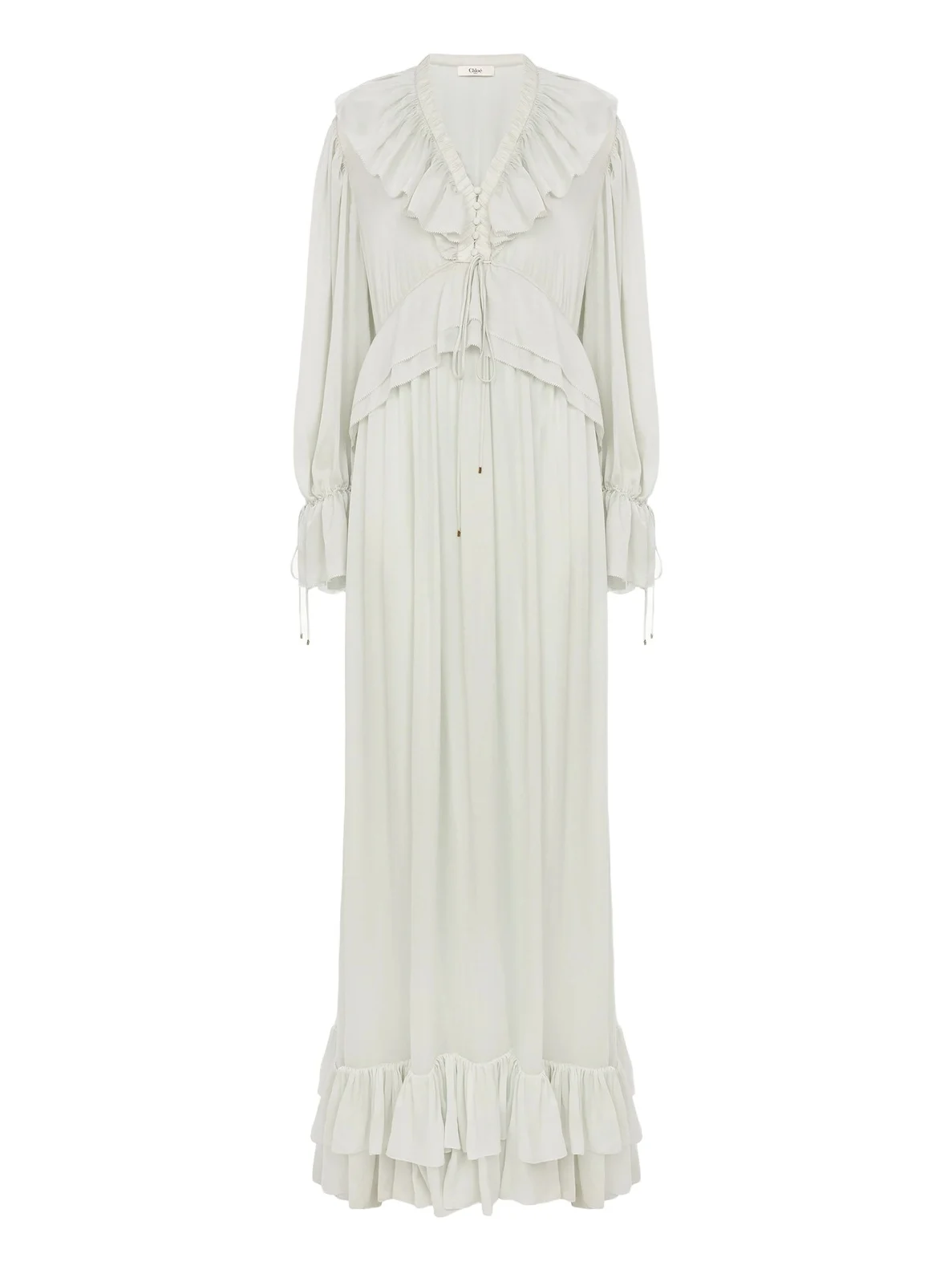 Chloé Gathered long dress in silk charmeuse