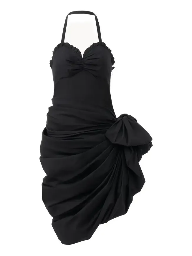Chloé Wrapped halterneck dress in cotton poplin