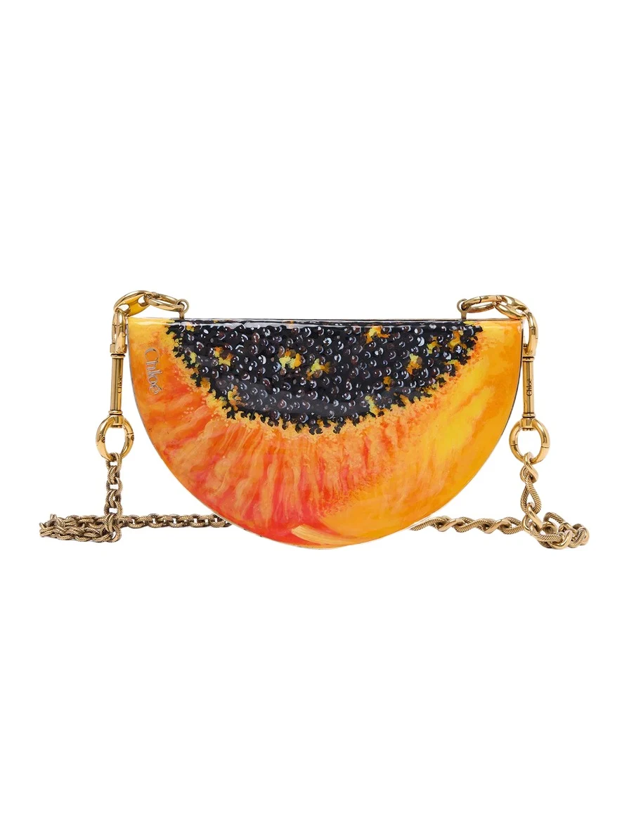 Chloé Chloé Tropicus papaya minaudière in brass