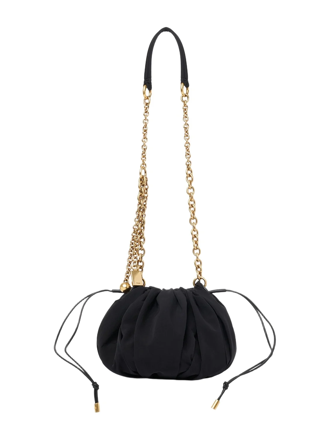 Plissé shoulder bag with chain in nylon Plissé shoulder bag with chain in nylon