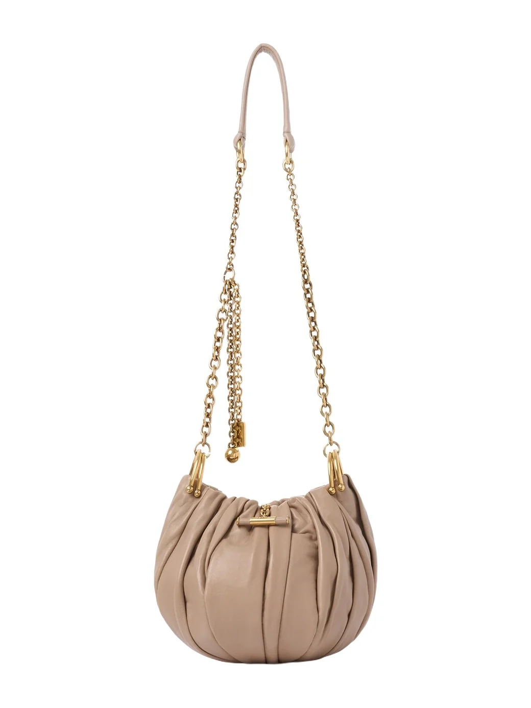 Plissé shoulder bag with chain in pleated leather Plissé shoulder bag with chain in pleated leather