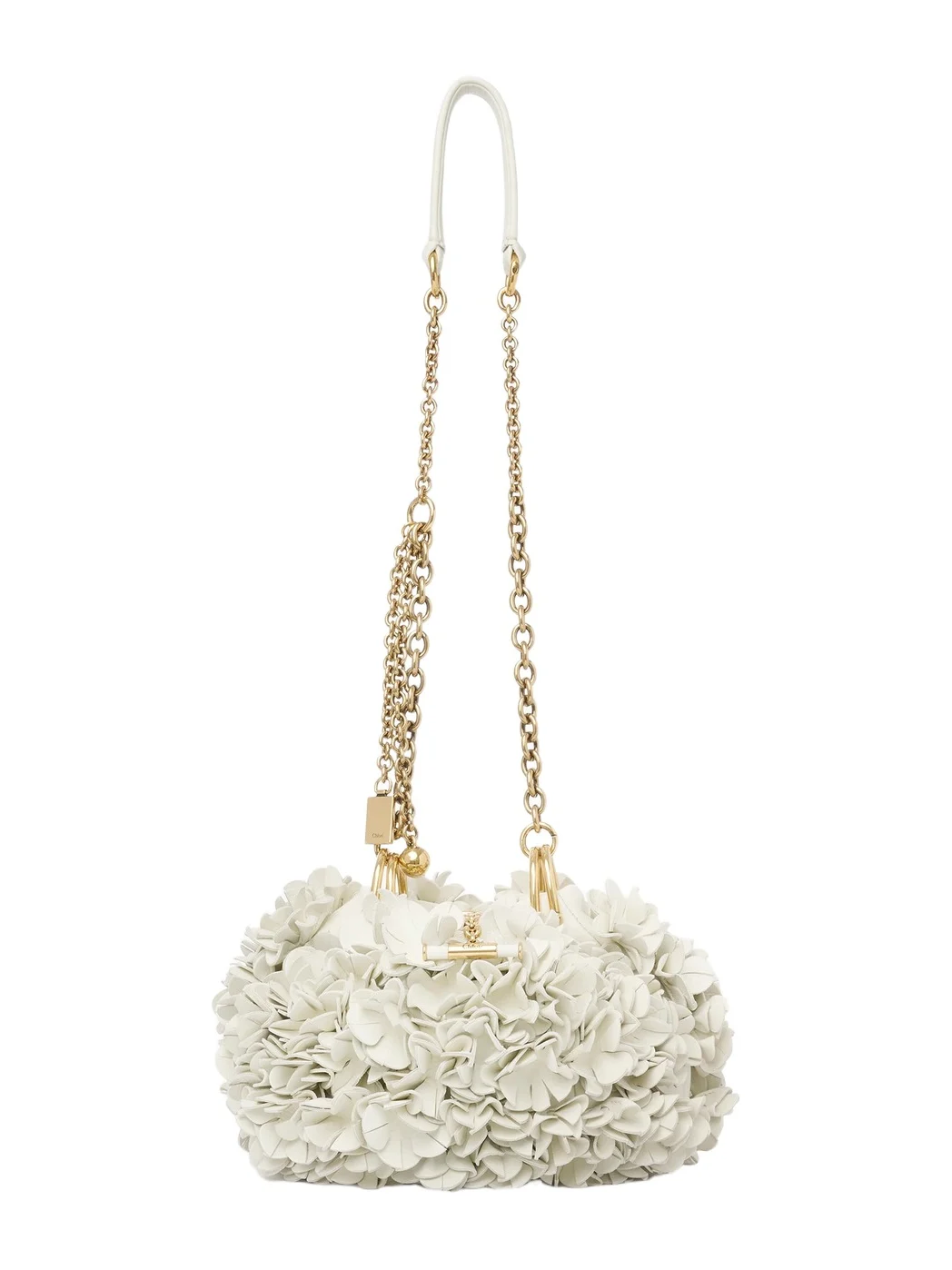 Chloé Plissé shoulder bag with chain in leather flowers Chloé Plissé shoulder bag with chain in leather flowers