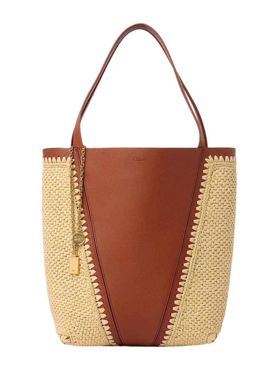 Chloé Chloé Spin tote bag in raffia-effect & leather