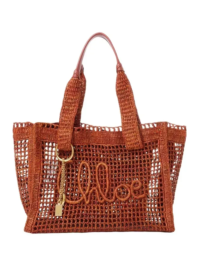 Summer Banana east-west tote bag in raffia