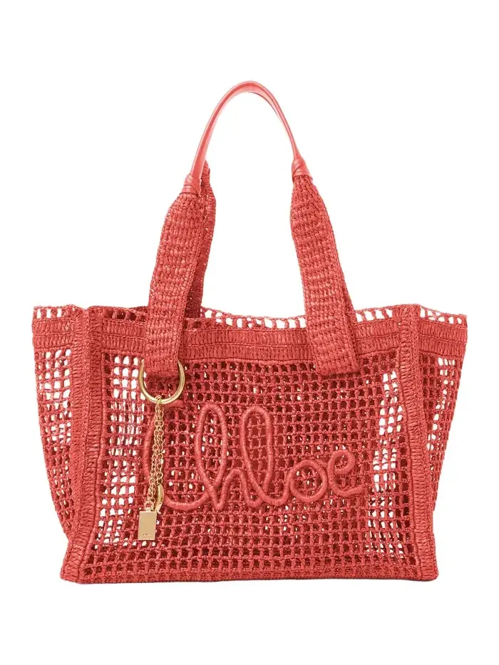 Summer Banana east-west tote bag in raffia