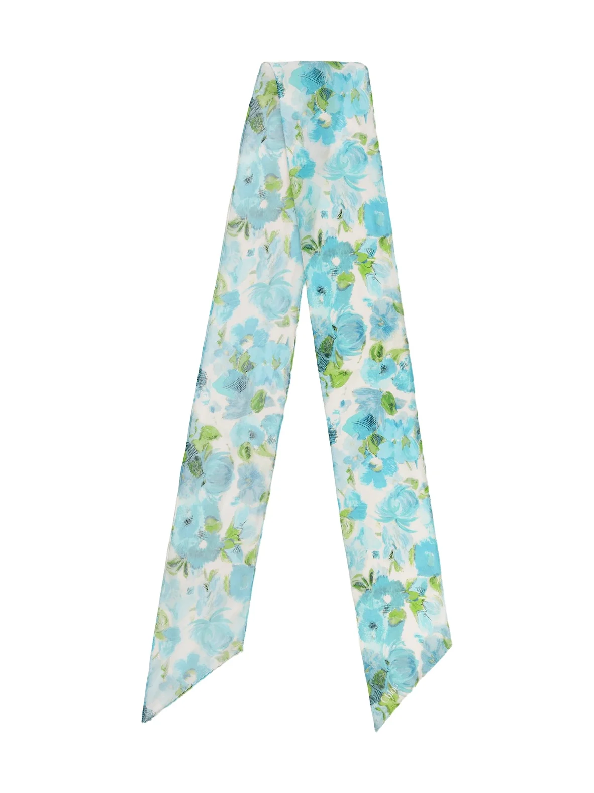 The Chloé Wild Flowers bandeau scarf in silk georgette The Chloé Wild Flowers bandeau scarf in silk georgette