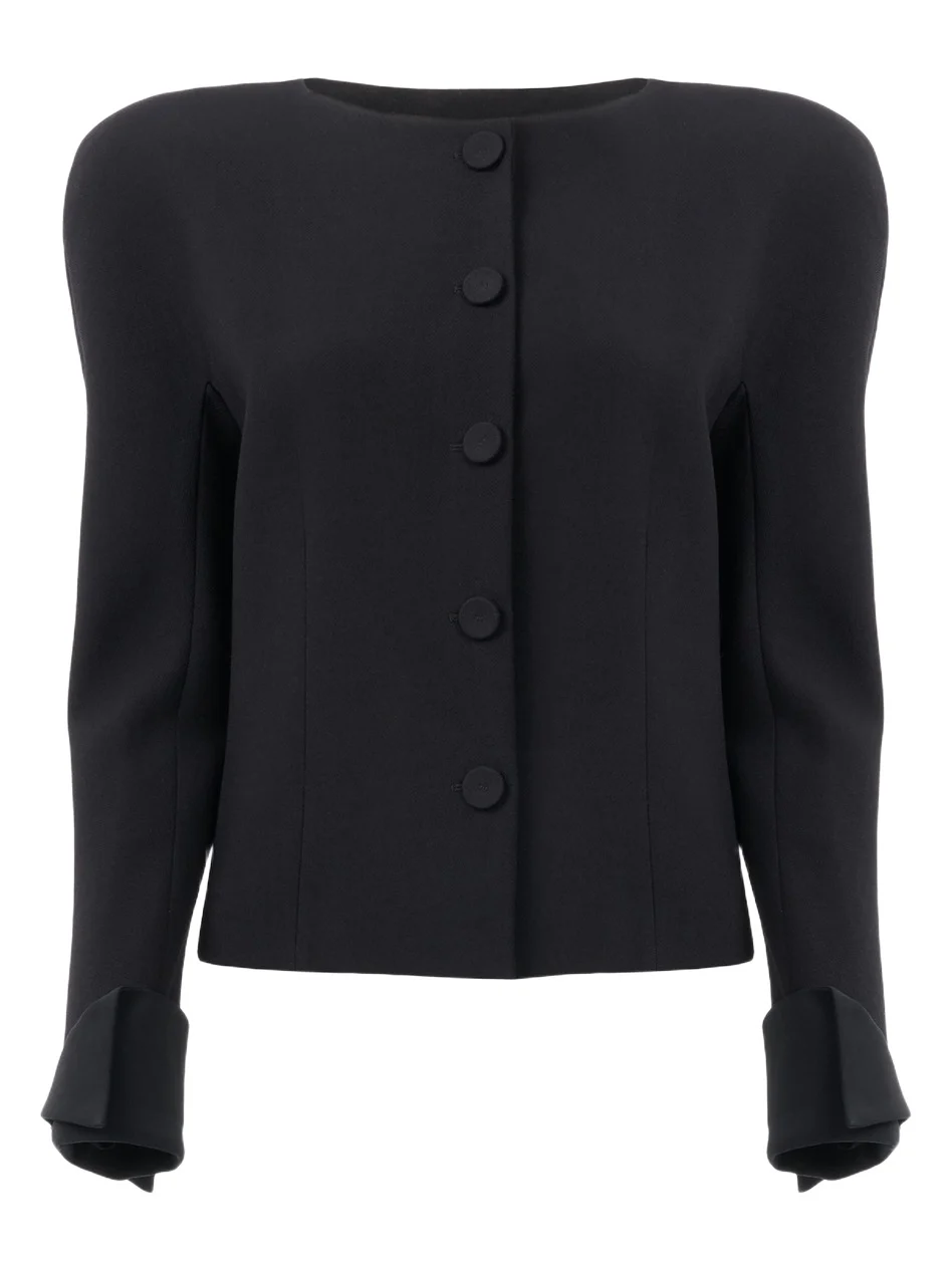 Chloé Collarless fitted jacket in wool crêpe