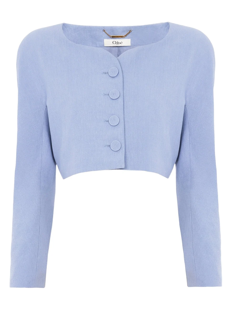 Chloé Cropped collarless jacket in linen crêpe