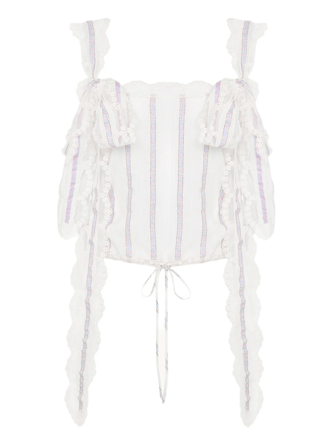 Chloé Cropped top in silk lurex jacquard & lace