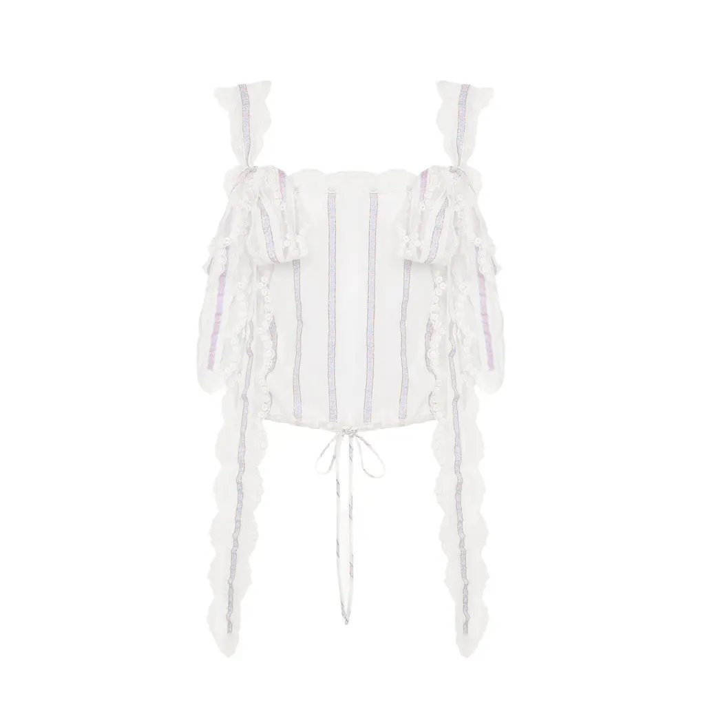Chloé Cropped top in silk lurex jacquard & lace | Image 1 Chloé Cropped top in silk lurex jacquard & lace | Image 1