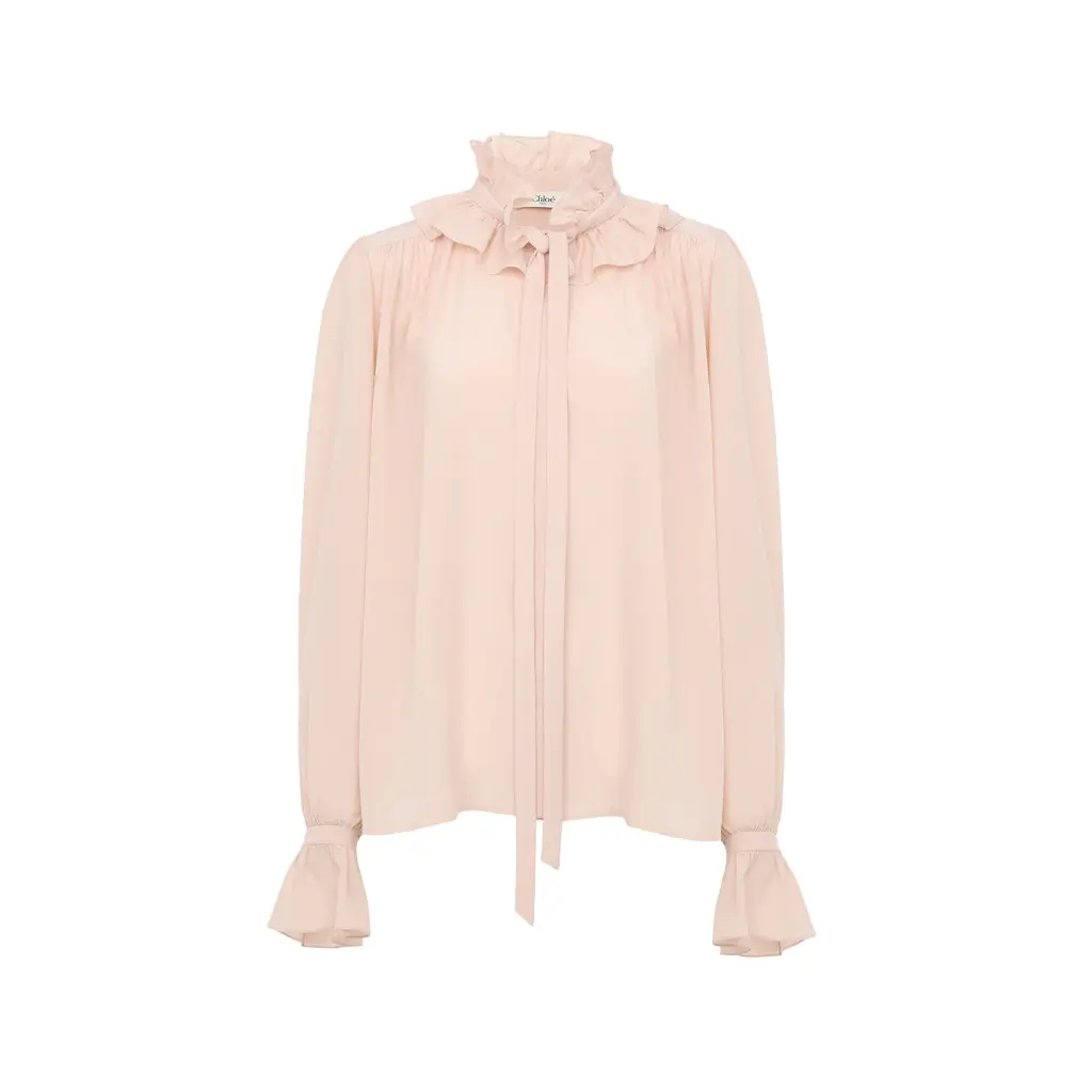 Chloé Tie-front ruffled blouse in crêpe de chine | Image 1 Chloé Tie-front ruffled blouse in crêpe de chine | Image 1