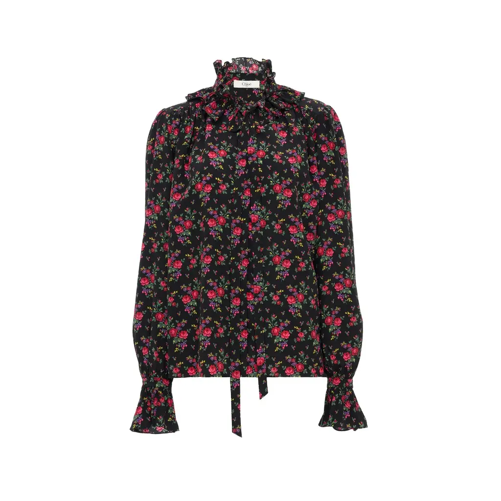 Chloé Tie-front ruffled blouse in crêpe de chine | Image 1 Chloé Tie-front ruffled blouse in crêpe de chine | Image 1